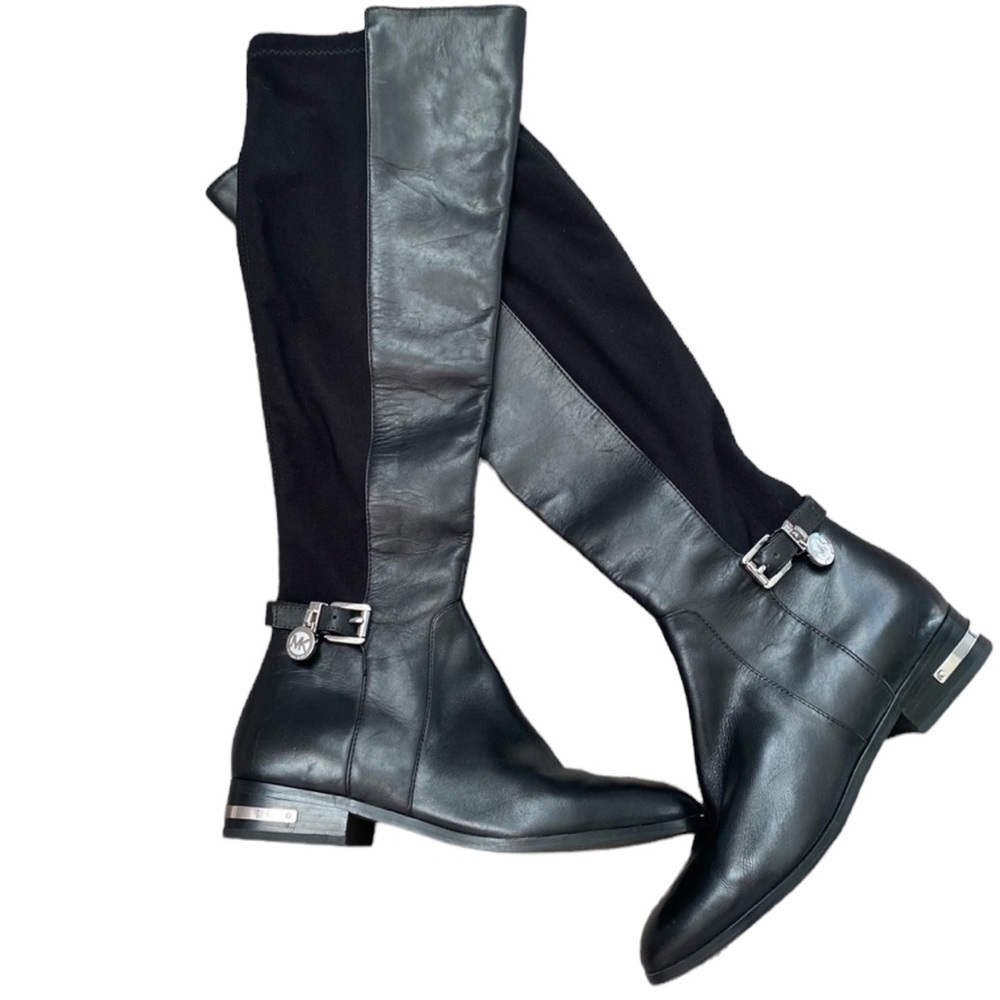 MICHAEL Michael Kors Aileen Black Knee High Leather Boots size 6.5